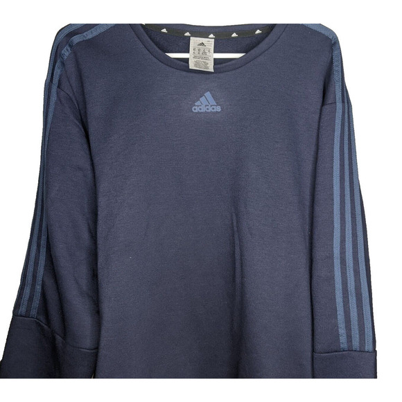 adidas Other - NEW Adidas Blue Crew Neck 3 Stripe Fleece Men's Sweatshirt Size XL Soft Gift